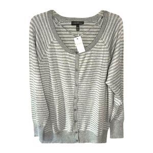 Lane Bryant Plus Size Women's New Silver Stripped & Gray Cardigan Sweater.